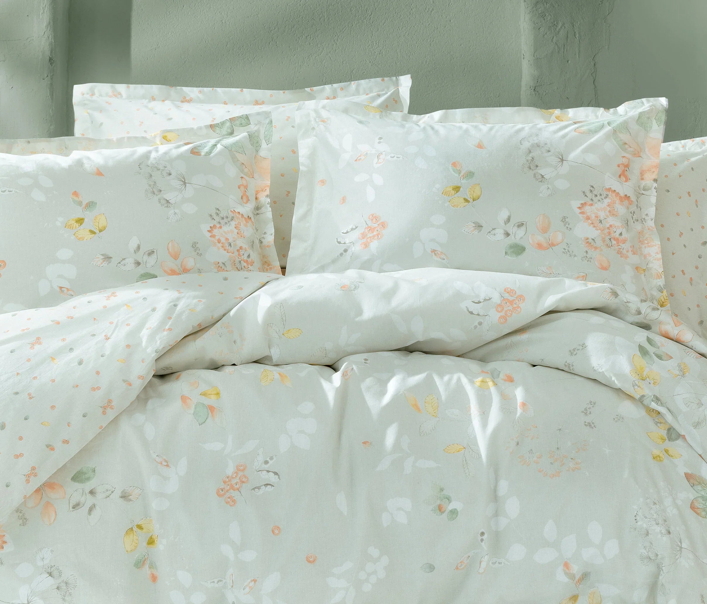 Двоен спален комплект «Merri - Light Green» - 4 части, памук, ранфорс