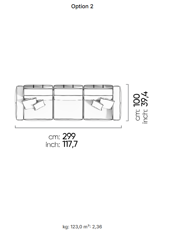 Триместен разтегателен диван «Air Cavalli Relax» - Опция 2, декоративни възглавници, ширина 299см