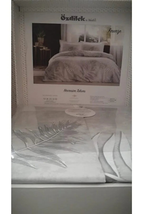 Двоен спален комплект «Frunze» с пике, 4 части, ранфорс