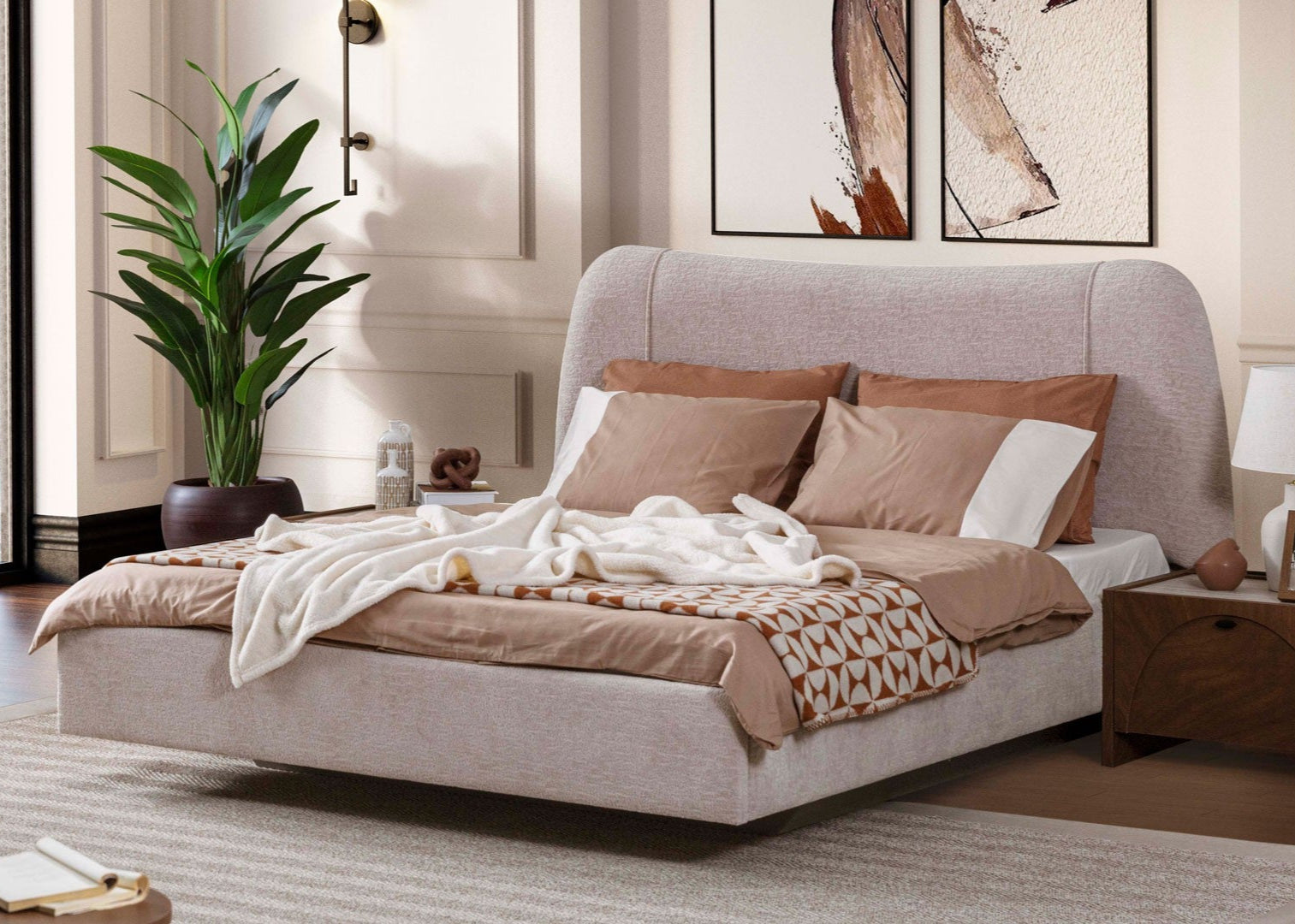 Тапицирано легло «Malaga» с място за съхранение, повдигащ механизъм