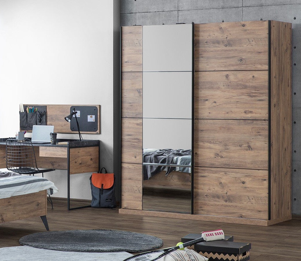 Гардероб с плъзгащи врати «Loft» с огледална врата, ширина 176см