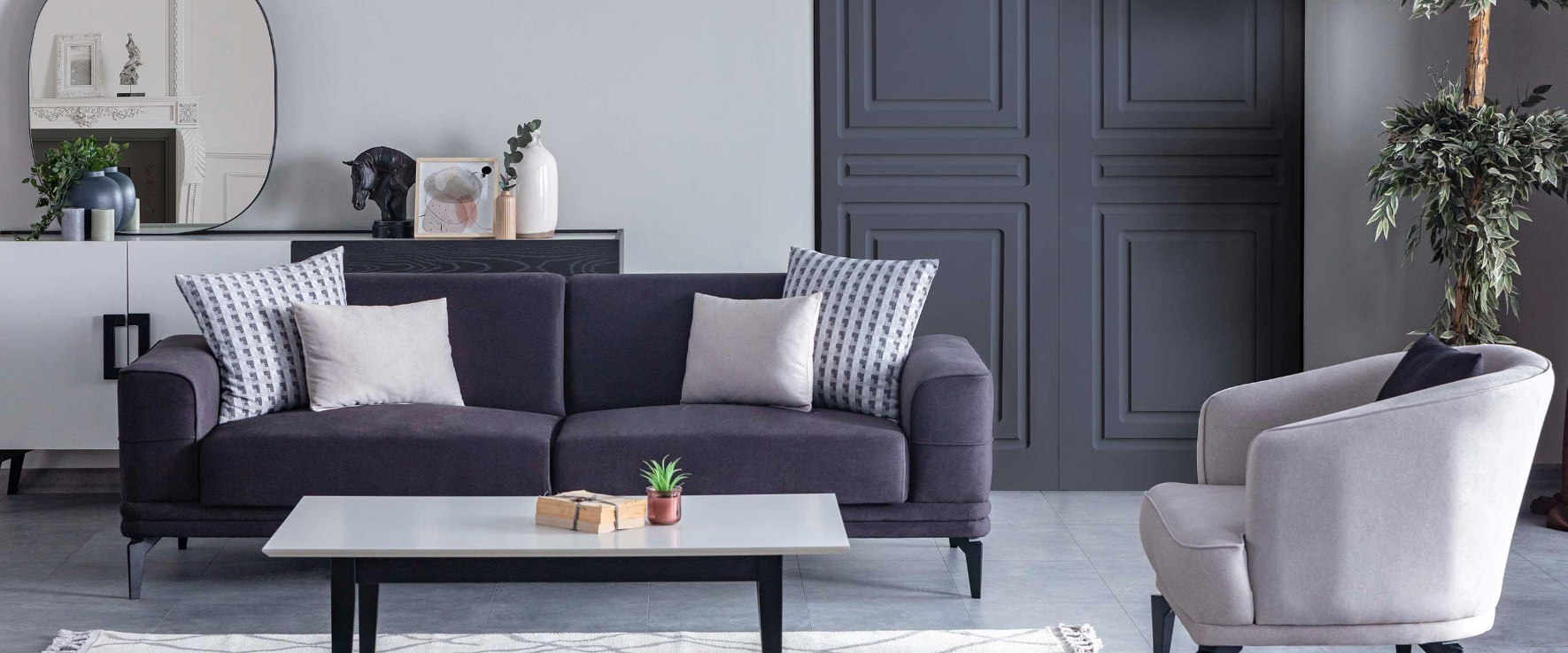 Триместен разтегателен диван «Mayra» + 2 декоративни възглавници, ширина 218см