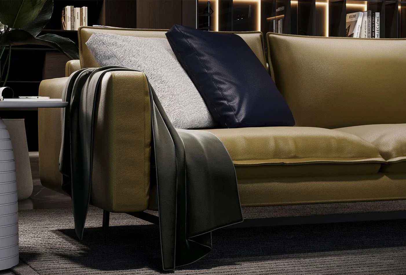 Триместен диван «Bond Street» с естествена кожа, ширина 274см