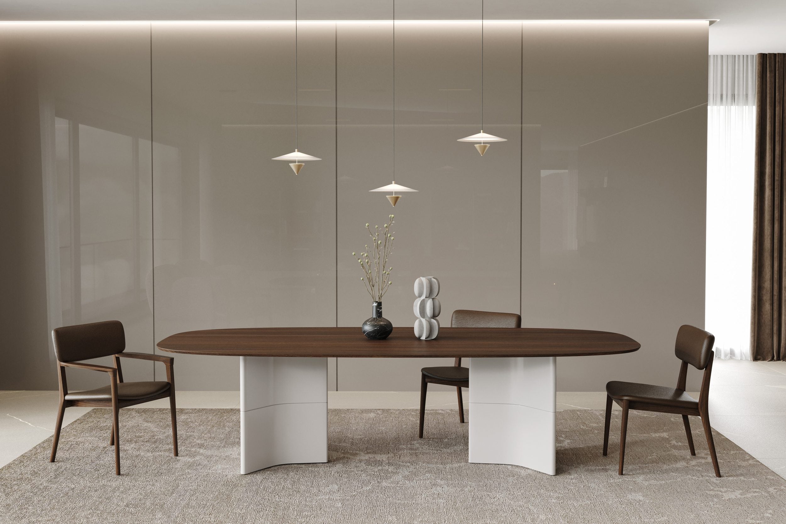 Трапезна маса «Ark» + керамичен плот и естествен фурнир, размер 275х75х110см