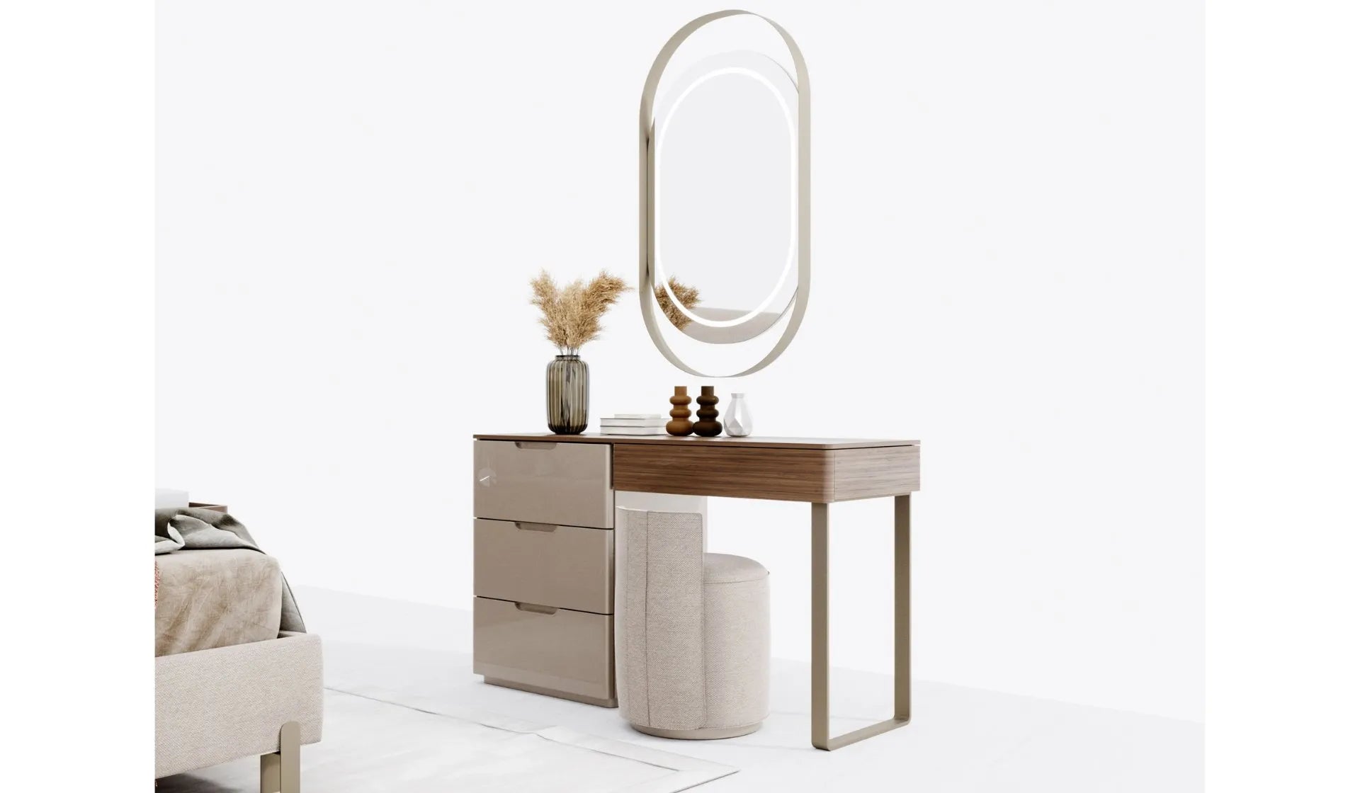 Тоалетка «Bagdat» + скрин с четири чекмеджета и огледало, размер 137х205х46см