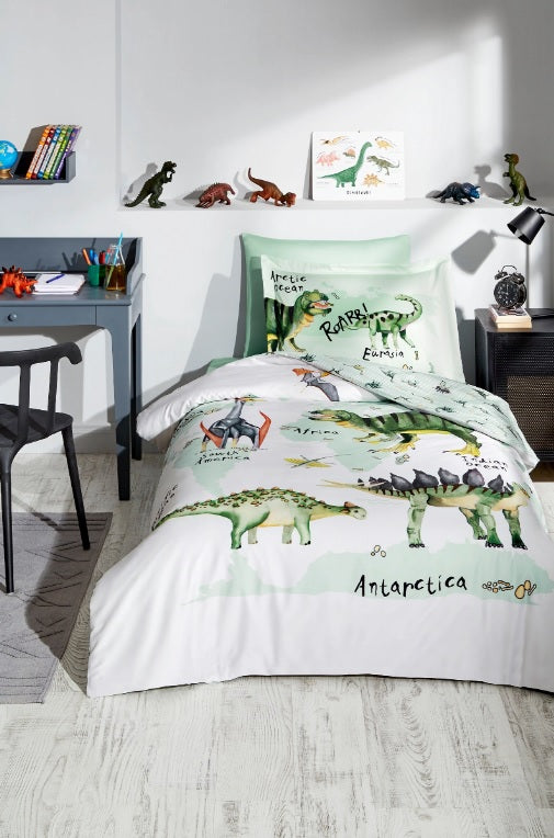 Детски спален комплект «Dinosaur» - 3 части, памук ранфорс