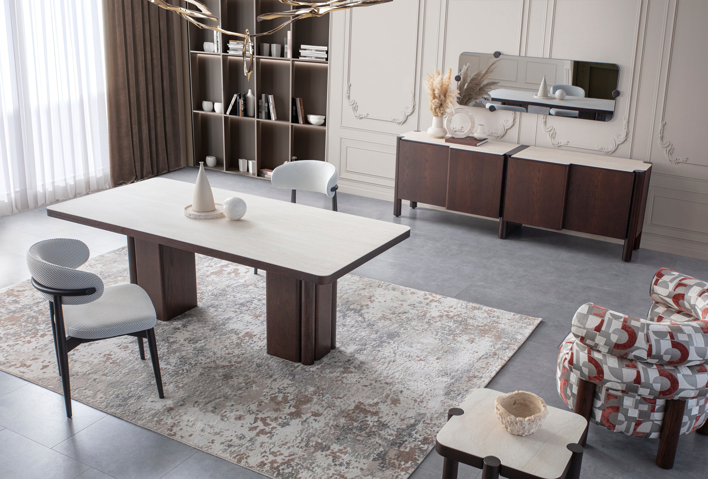 Трапезна маса «Alaska» с естествен фурнир, размер 208х76х100см