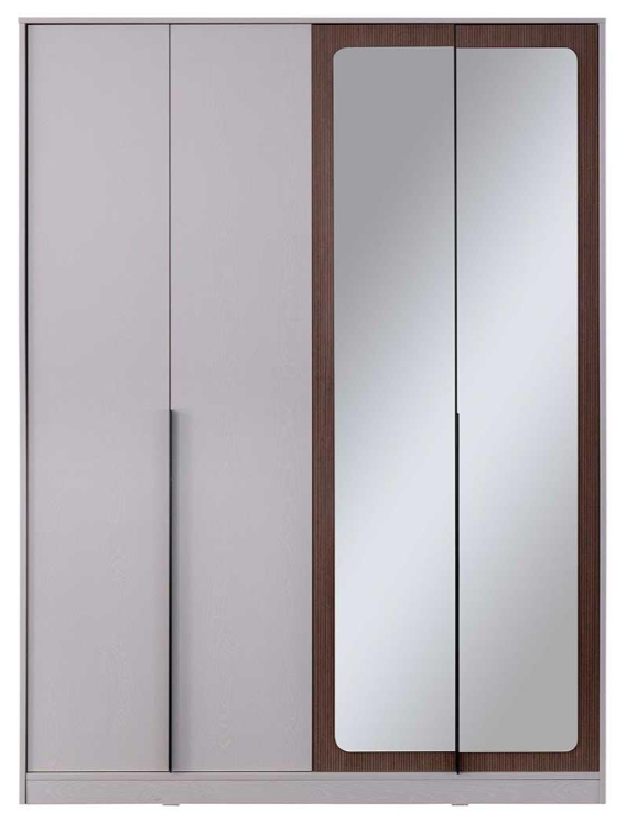 Четирикрилен гардероб «Piedra» с огледална врата, с чекмеджета, лост за закачалки, рафтове, ширина 165см