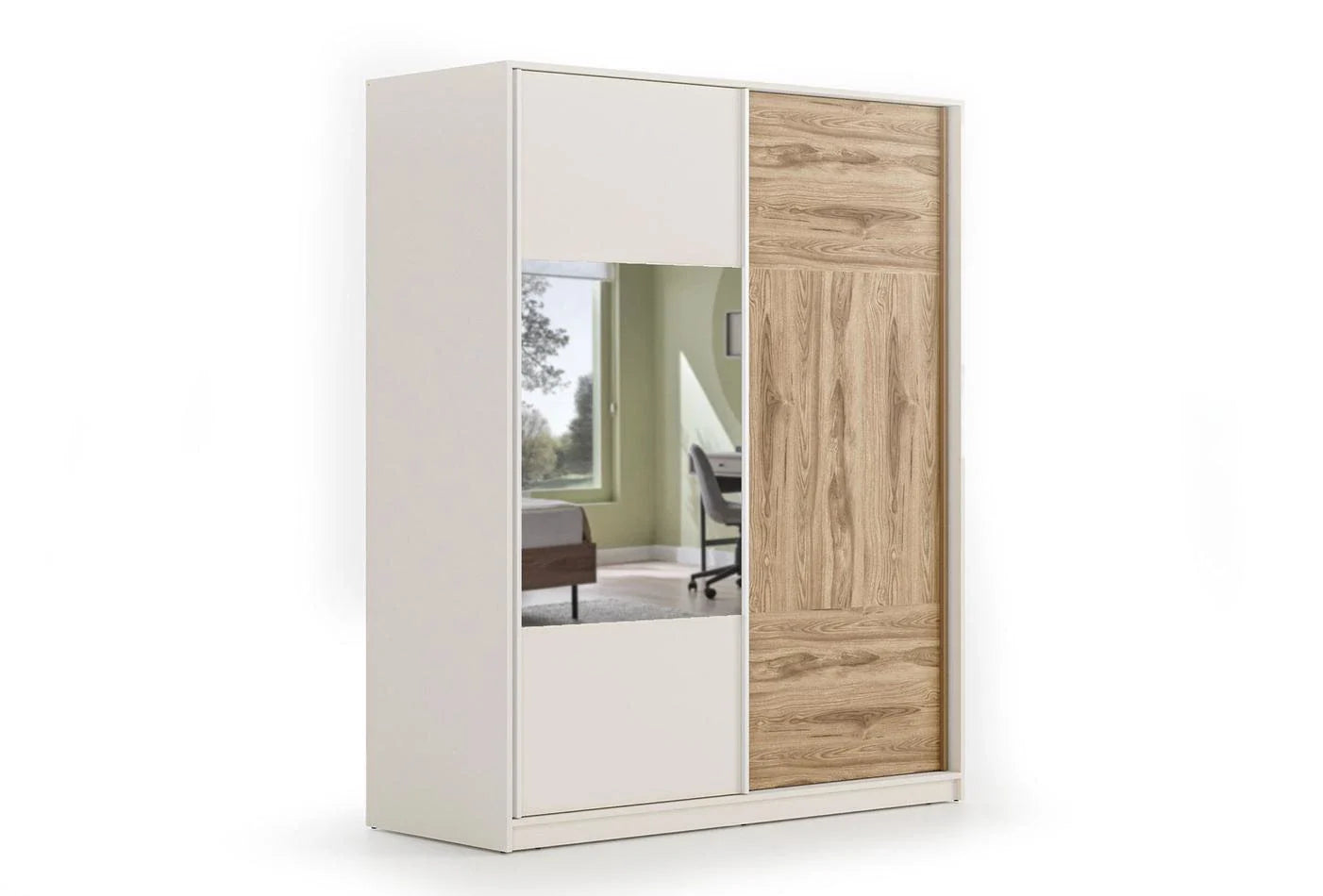 Гардероб с плъзгащи врати «Loreto» с огледална врата, ширина 180см