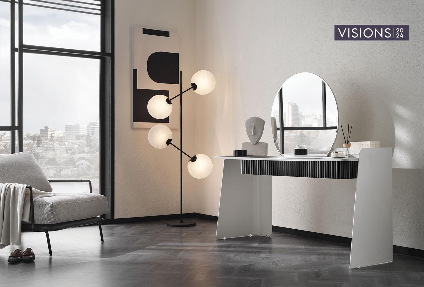 Тоалетка «Delhi» + огледало, чекмедже с органайзери, с кожени елементи, с фрезовани детайли, размер 155х143х50см