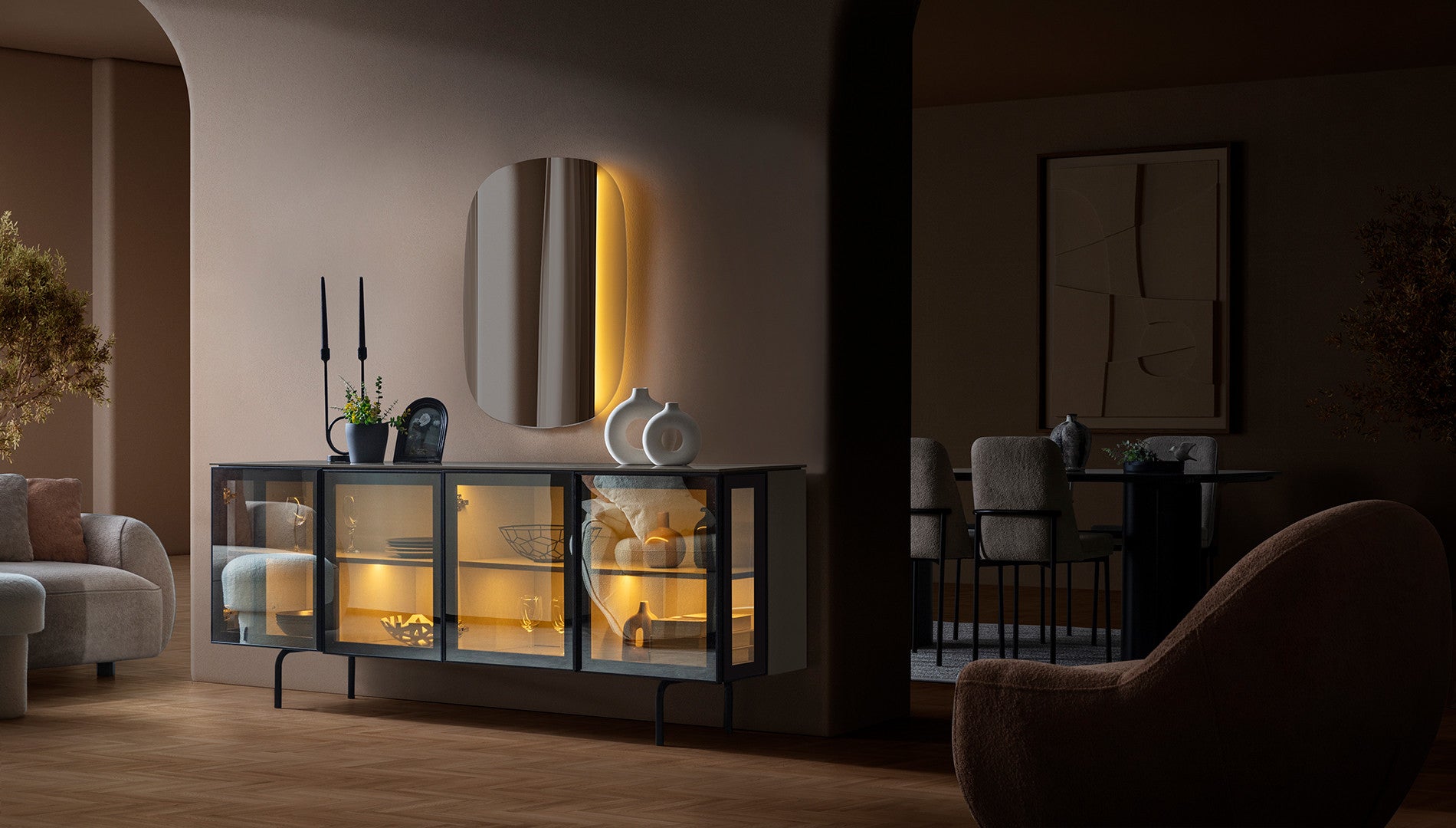 Бюфет «Zenith» + LED осветление, размер 210х80х45см