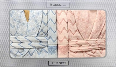 Комплект халати и хавлии «Juliette Mavi Pembe» памук, 6 части