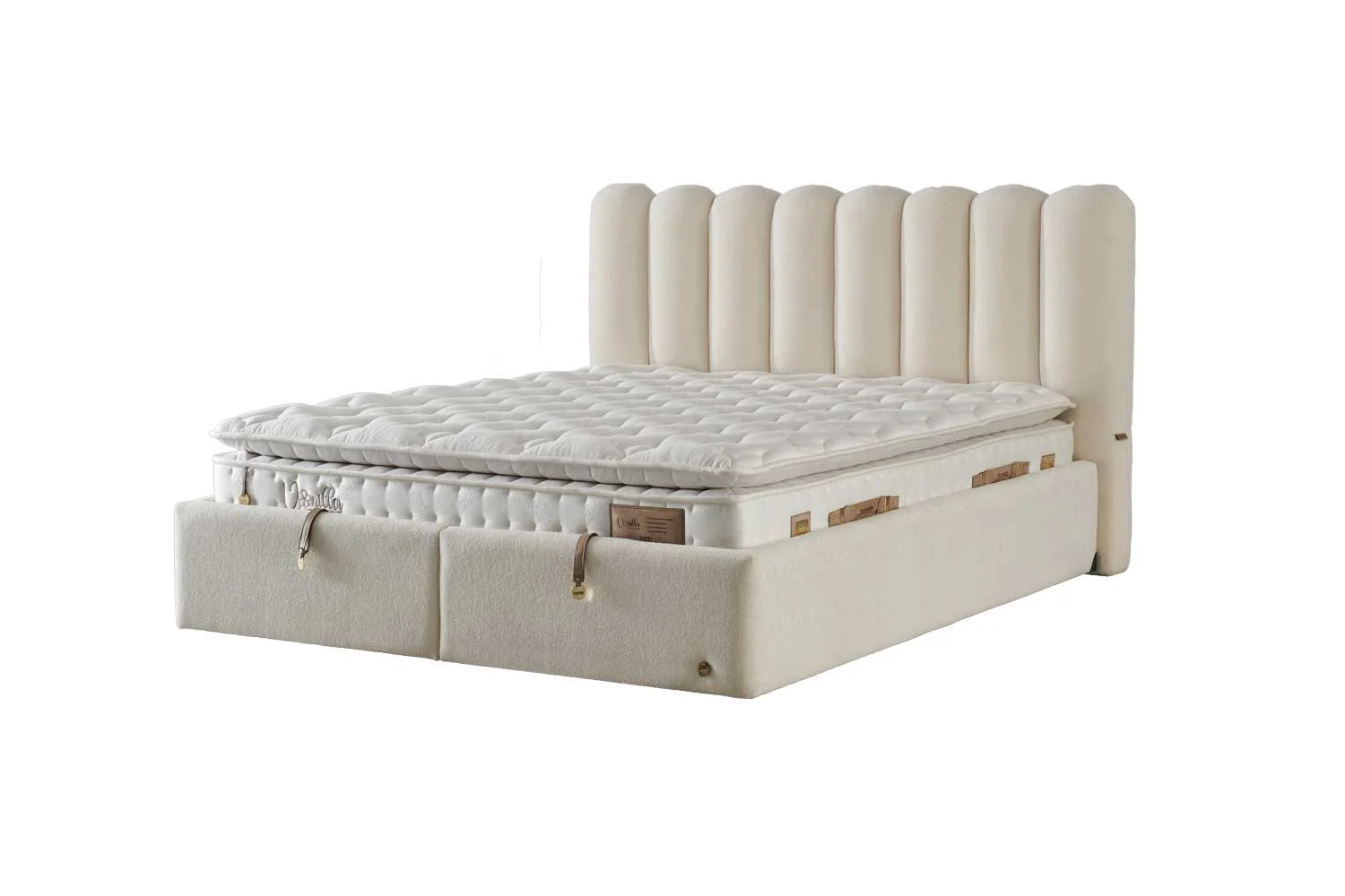 Тапицирана основа за легло «Vanilla Dream Soft» с място за съхранение, повдигащ механизъм, система за безшумно затваряне