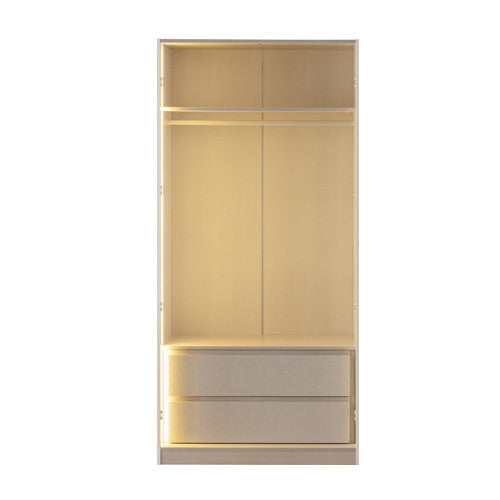 Двукрилен гардероб «Noble» - с осветление, чекмеджета, рафтове, ширина 105см