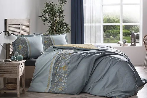 Двоен спален комплект «Antrasit Brodats» - 4 части, ранфорс