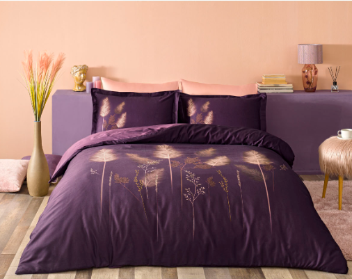 Двоен спален комплект «Pastoral Murdum Soft Leaf» - 6 части, памучен сатен
