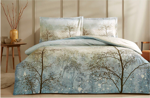 Единичен спален комплект «Inverno Bej» - 3 части, памук, ранфорс