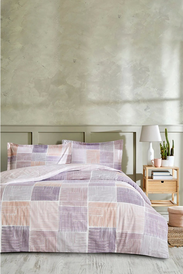 Двоен спален комплект «Retalhos Pembe» - 4 части, ранфорс