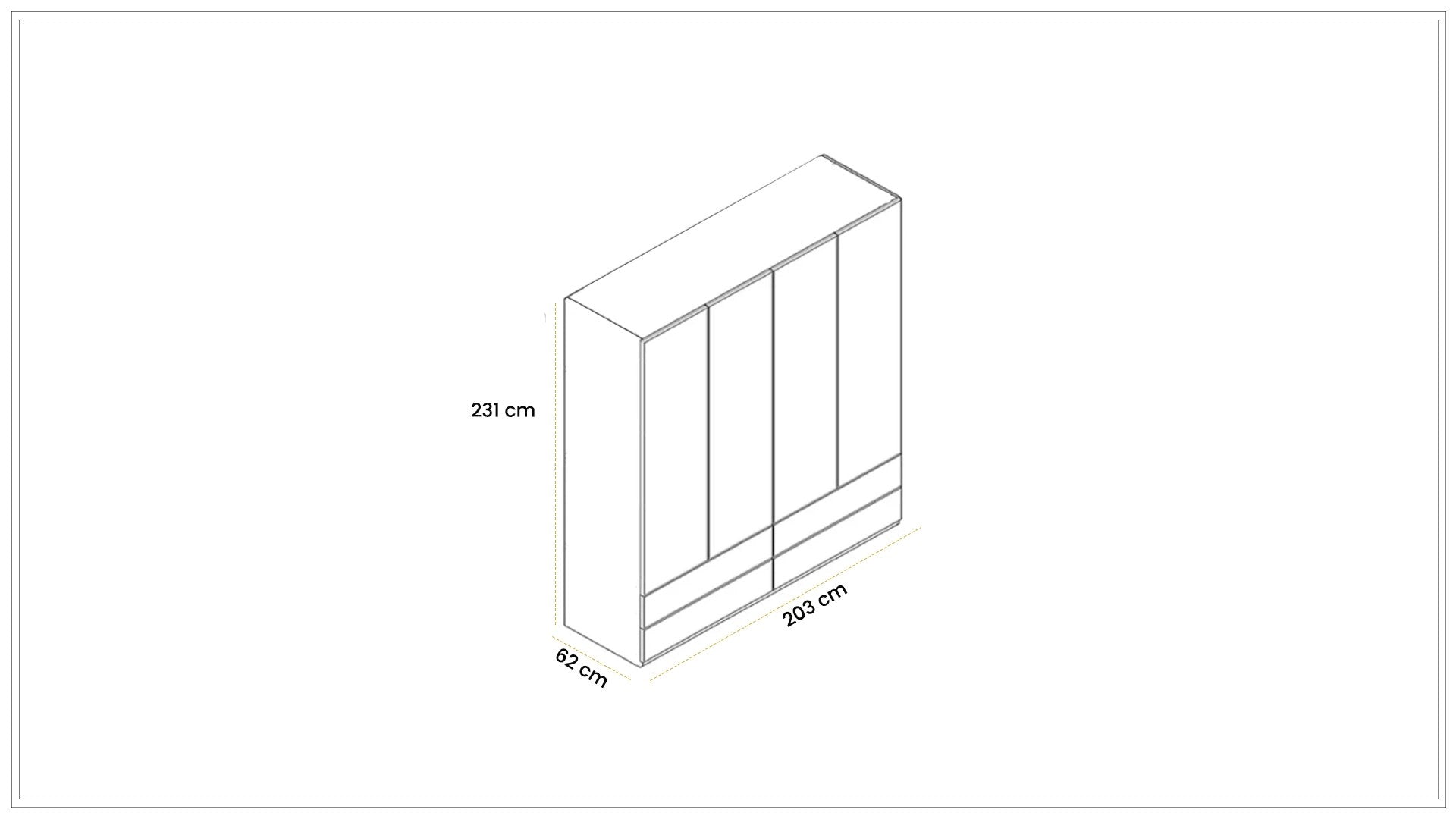 Четирикрилен гардероб «Oylat» стъклени врати - акордеон, + 4 чекмеджета, ширина 200см