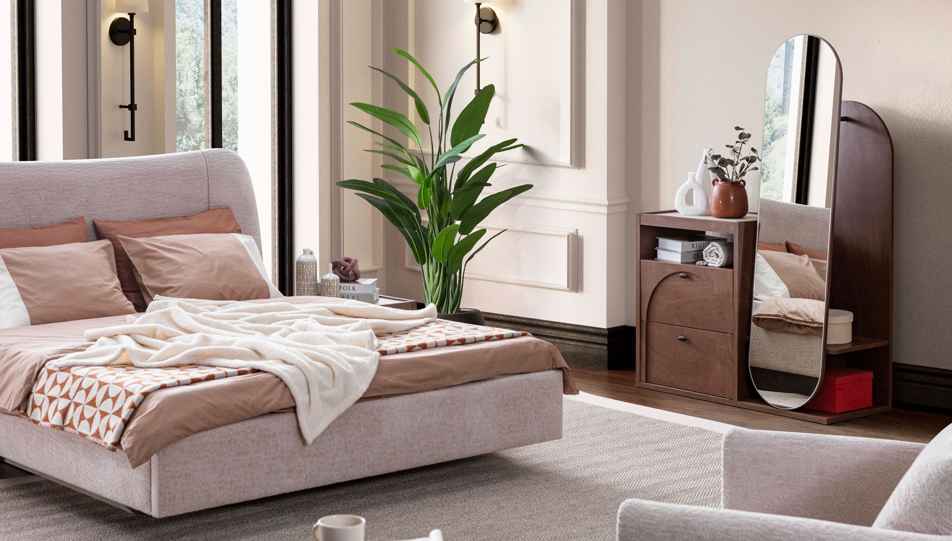 Тапицирано легло «Malaga» с място за съхранение, повдигащ механизъм