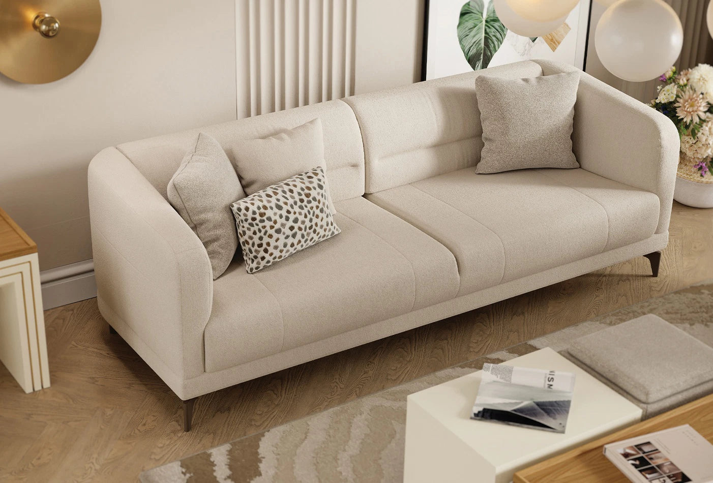 Триместен разтегателен диван «Marsana» + 4 декоративни възглавници, ширина 216см