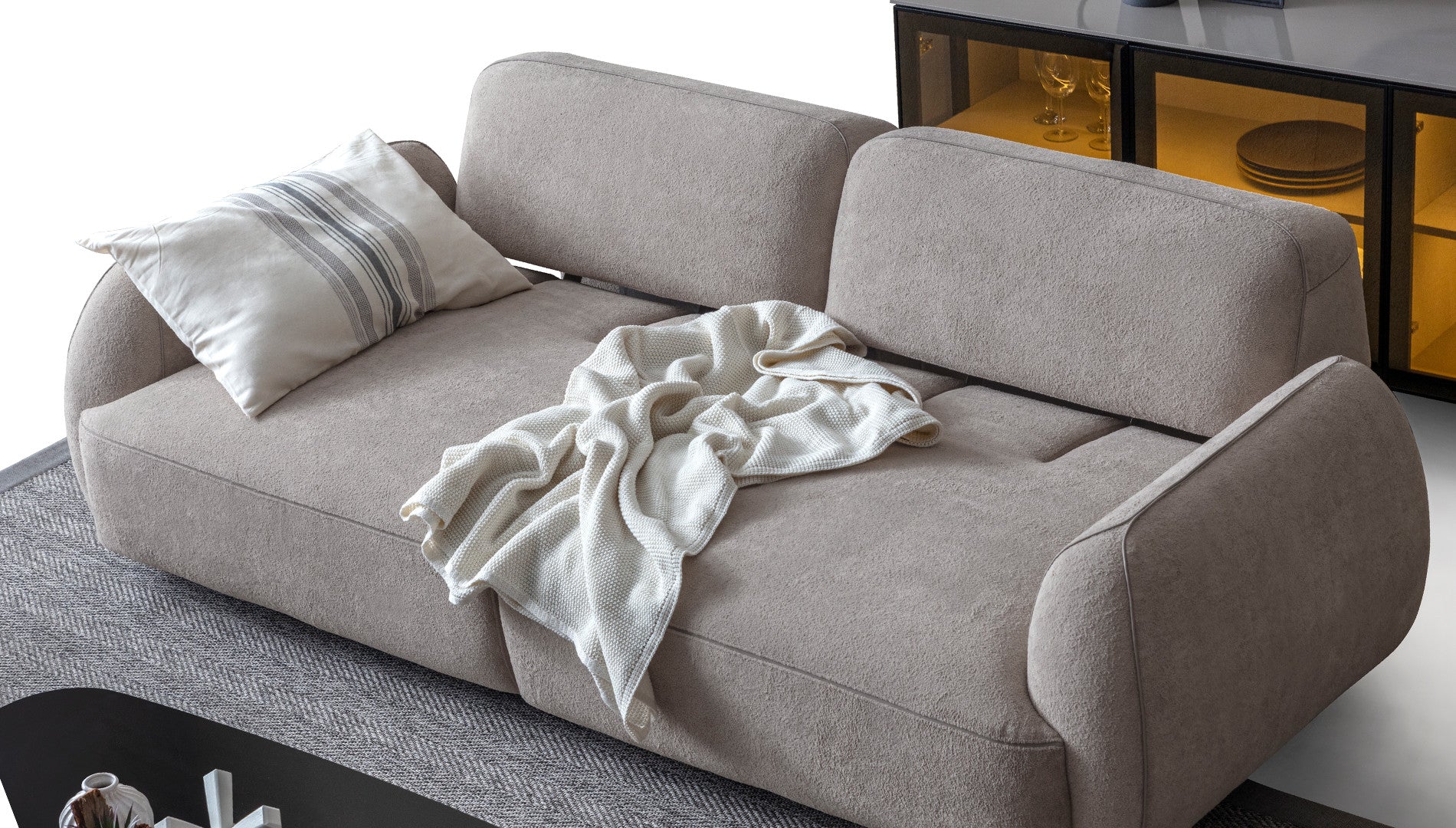 Триместен разтегателен диван «Zenith» + 3 декоративни възглавници, ширина 232см