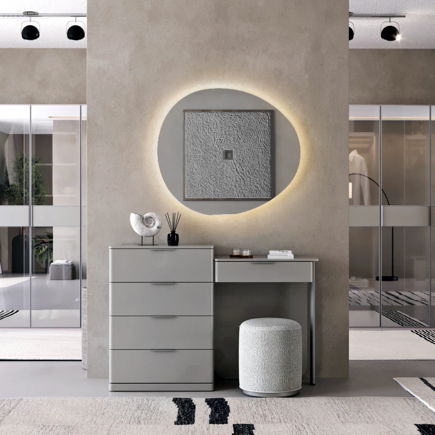 Тоалетка «Dolunay» + скрин с пет чекмеджета и огледало, размер 140х96х45см