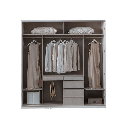 Гардероб «Noble» + стъклени врати и LED осветление, с чекмеджета, ширина 209см