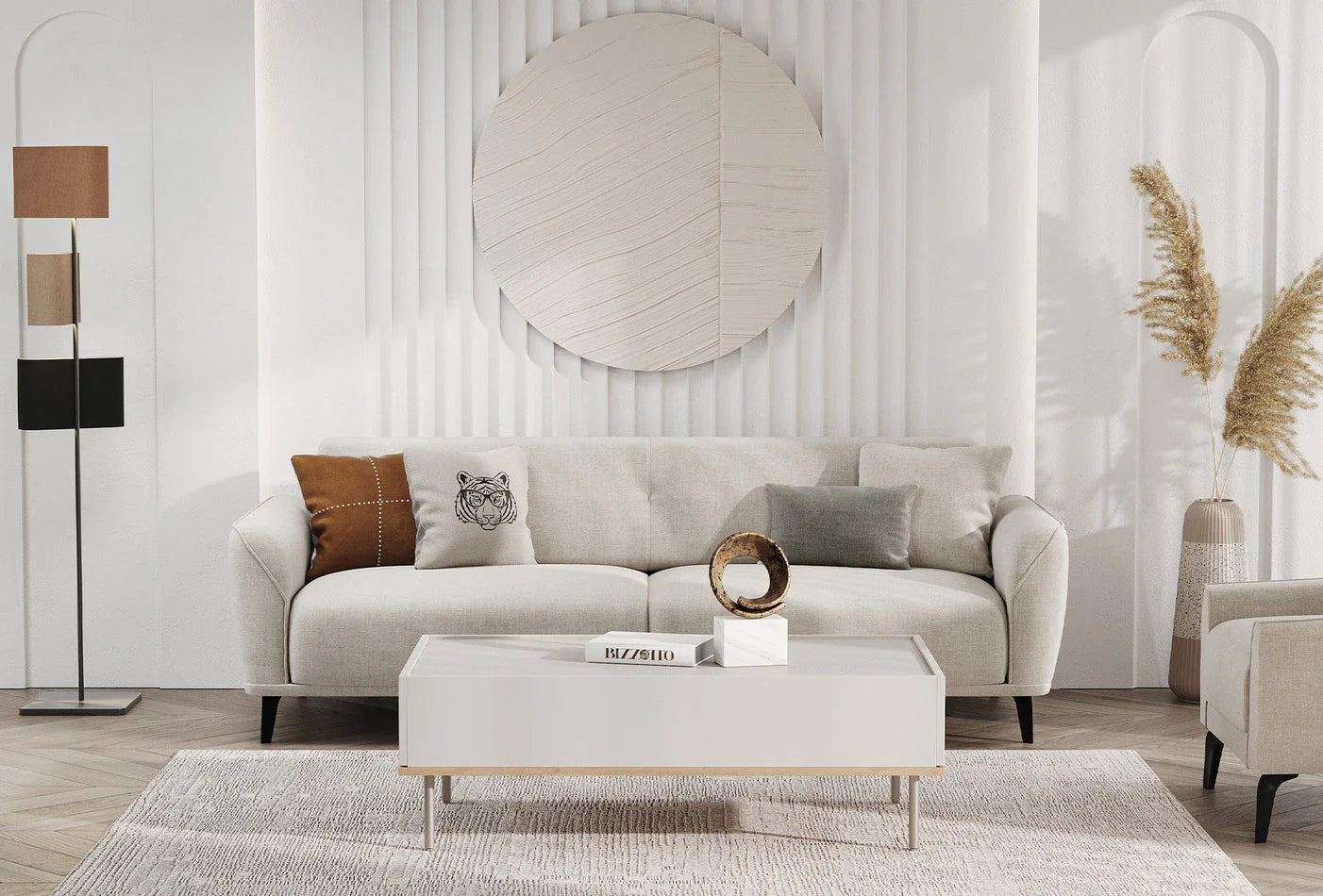 Триместен разтегателен диван «Cante» + 4 декоративни възглавници, ширина 230см