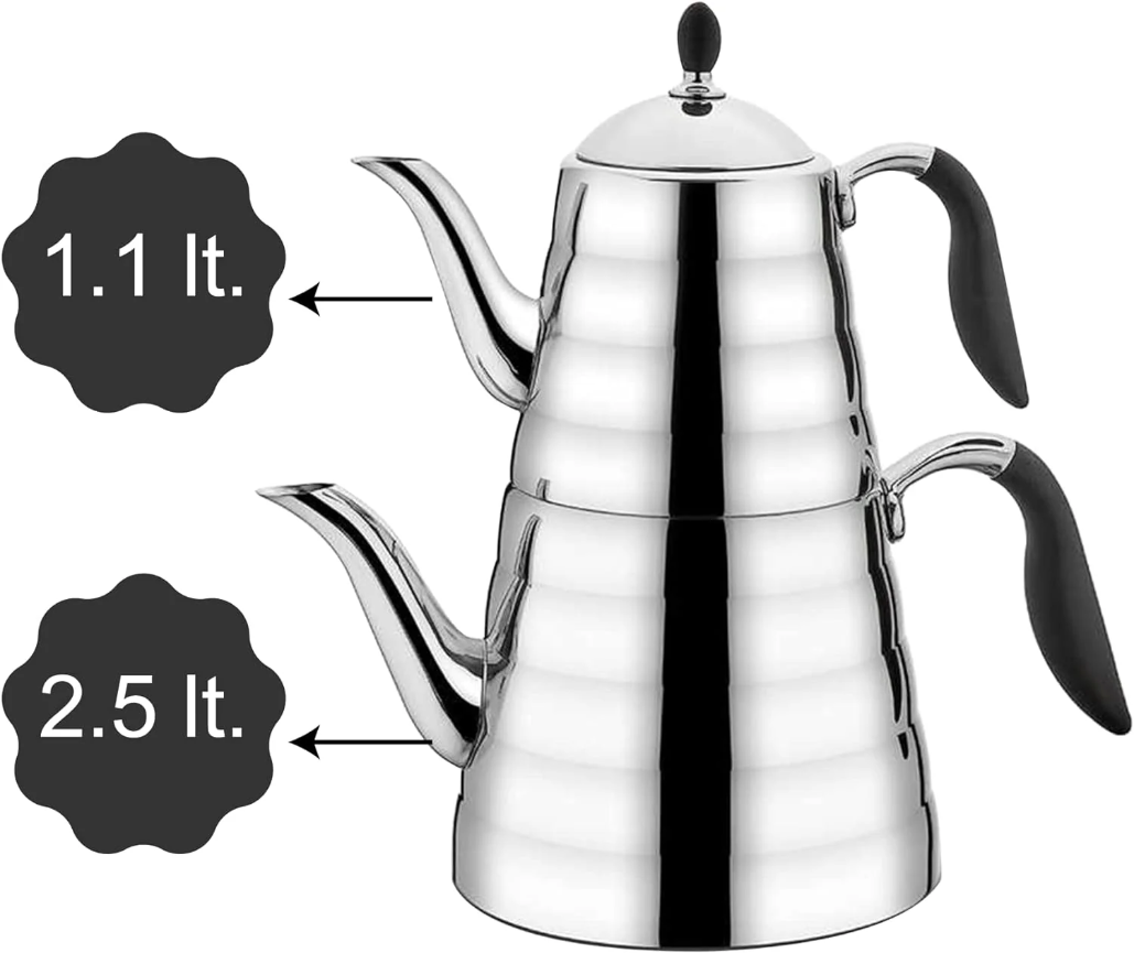 Комплект за турски чай «Viva Black A219» неръждаема стомана