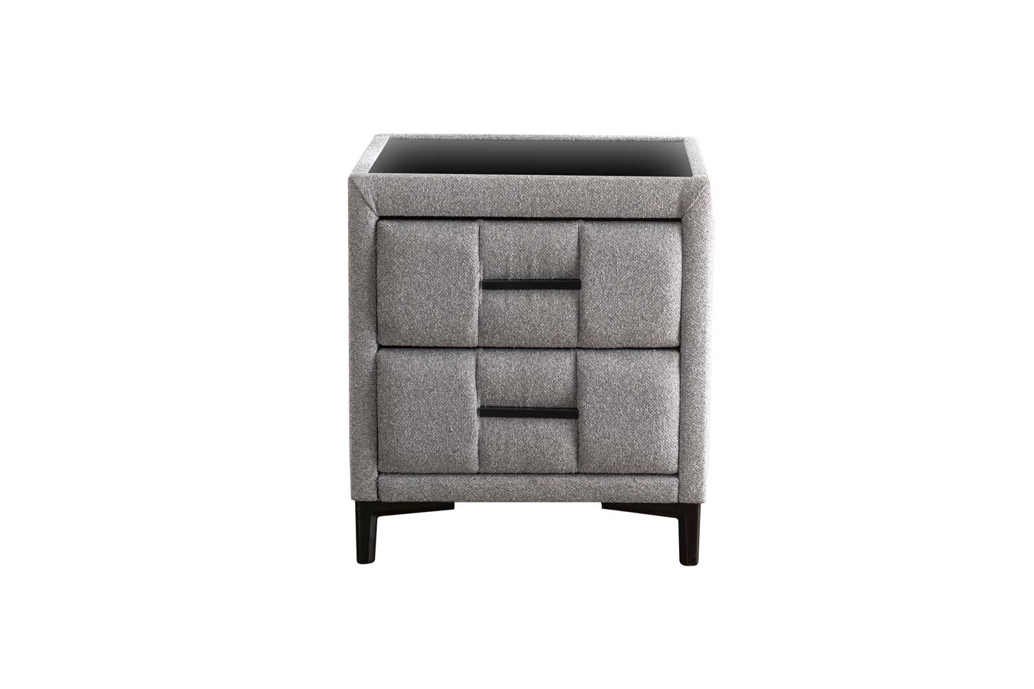 Тапицирано нощно шкафче «Blacksand Glass» + стъклен плот, размер 52х59х43см