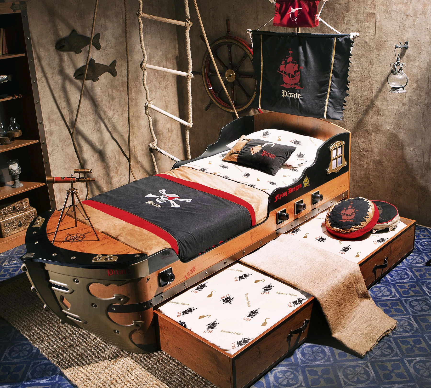 Легло-кораб «Pirate S» за матрак 90х190см