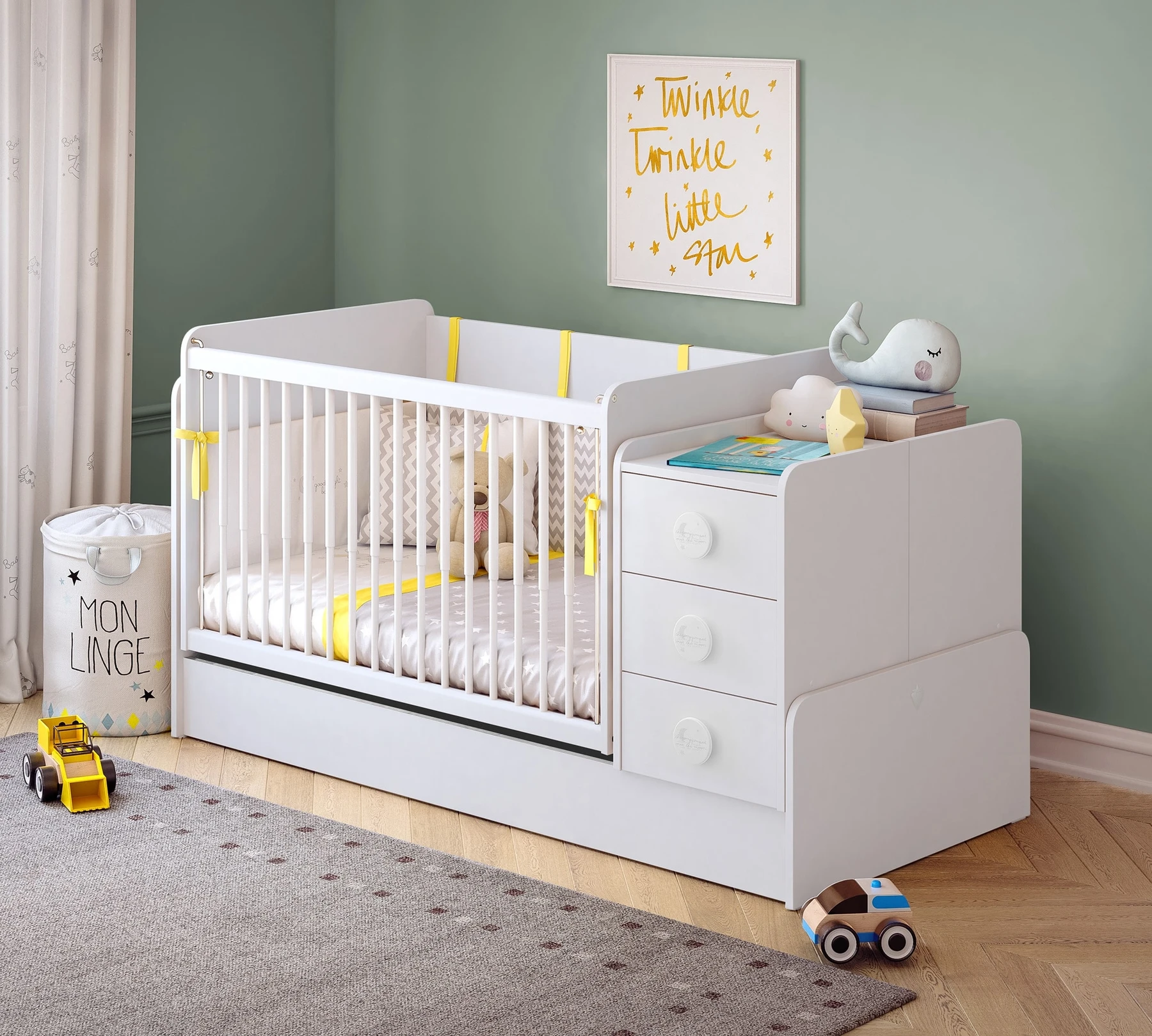 Трансформираща се бебешка кошара «Baby Cotton» за матраци 70x115см и 70x160cm