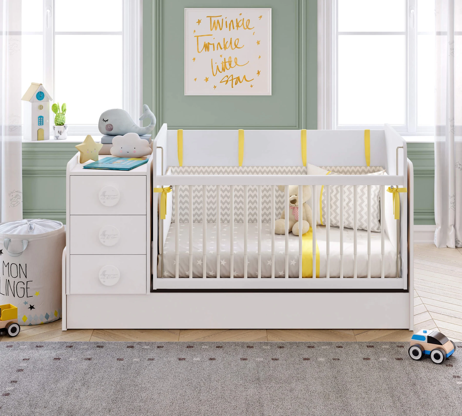 Трансформираща се бебешка кошара «Baby Cotton» за матраци 70x115см и 70x160cm