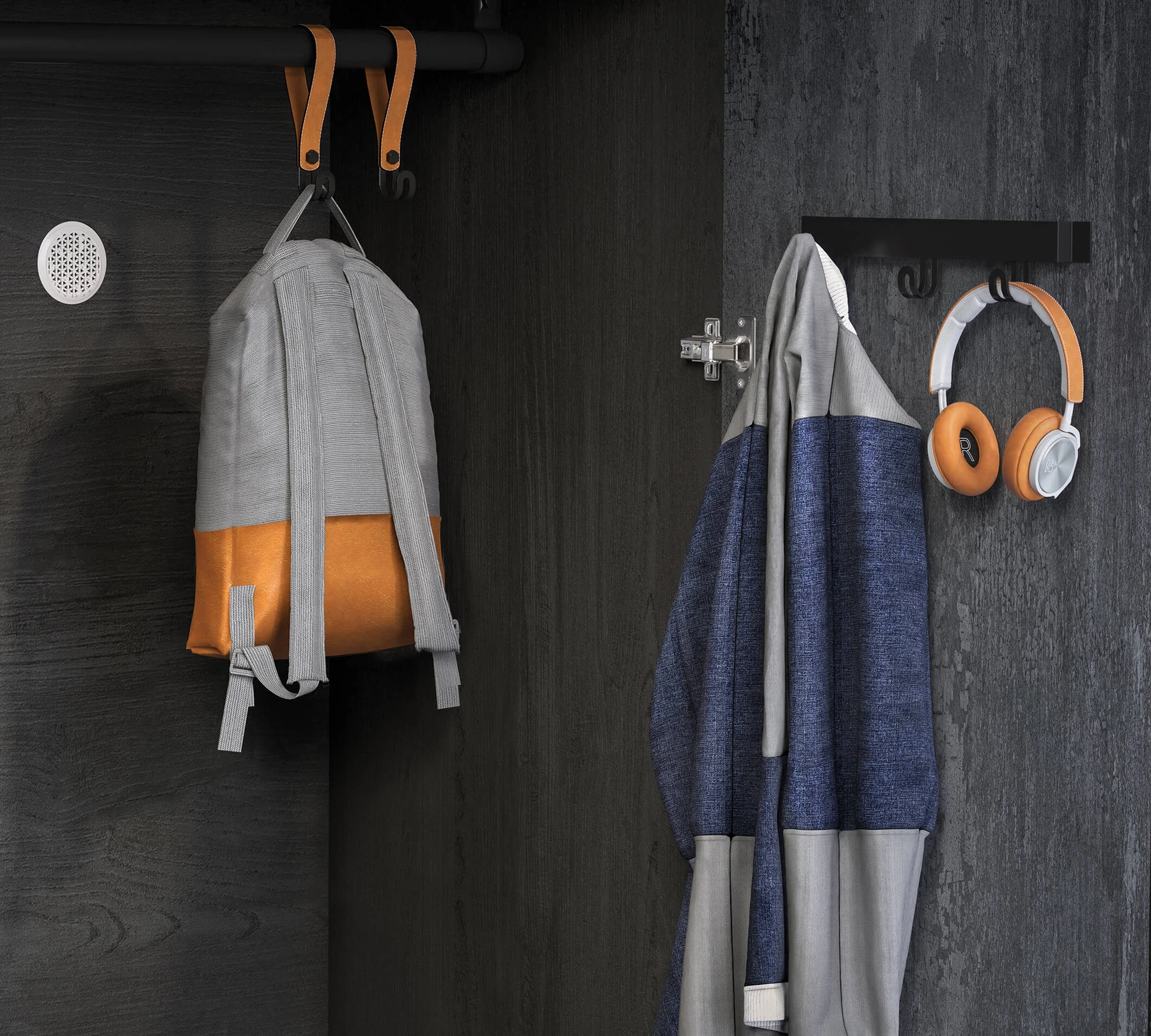 Двукрилен гардероб «Dark Metal» - рафтове, ширина 113см