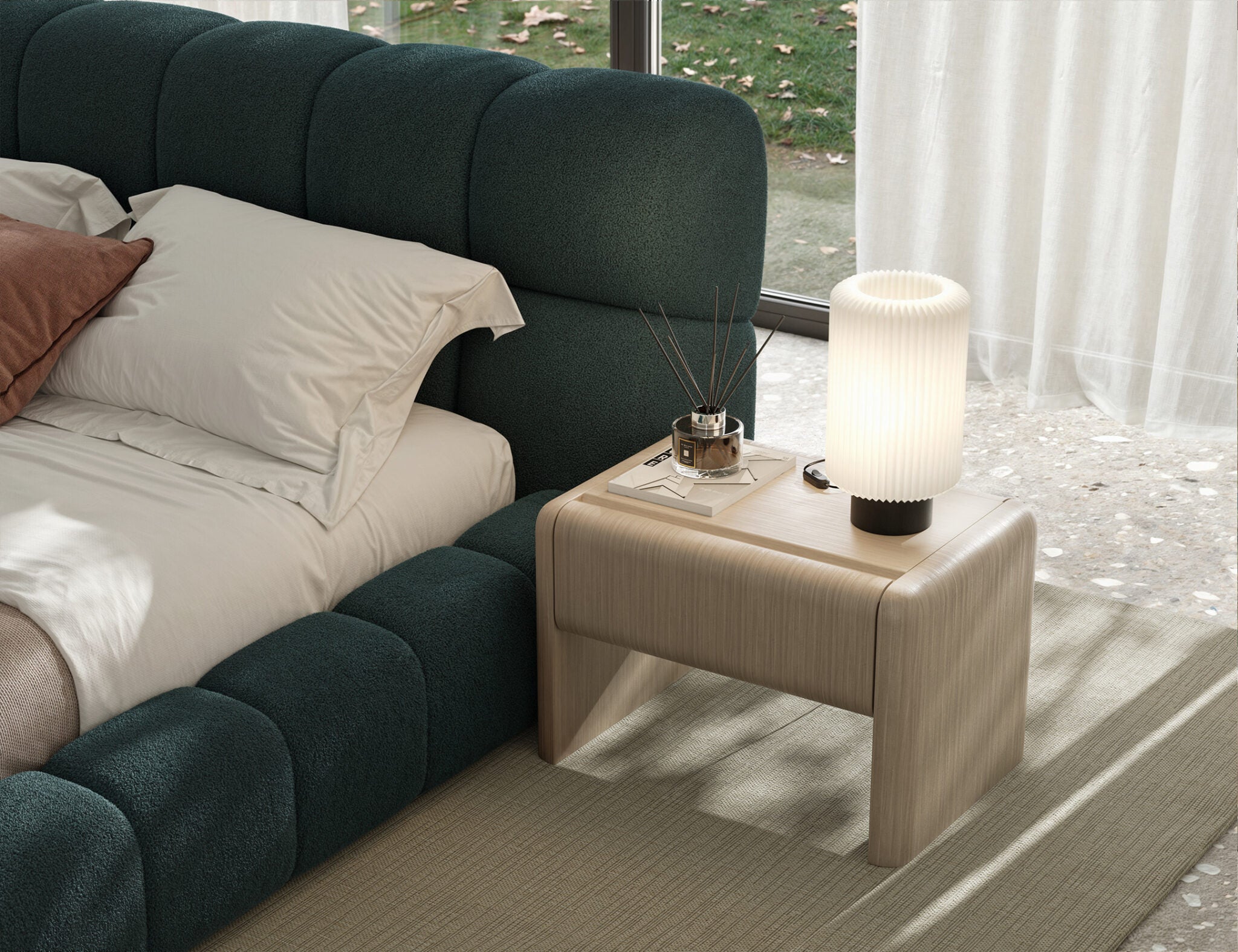 Нощно шкафче «Aqua» + чекмедже, естествен фурнир, размер 65х43х48см