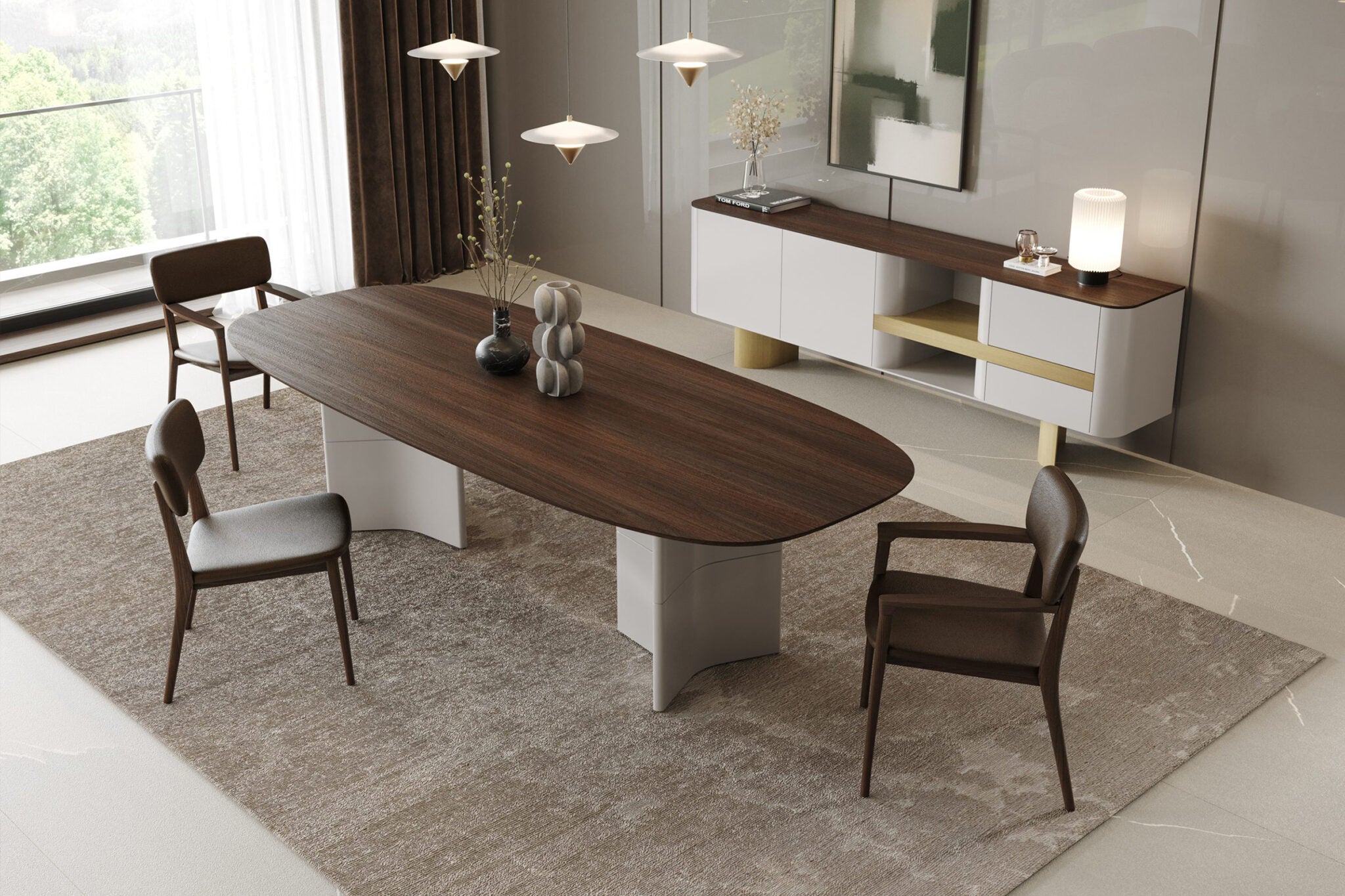 Бюфет «Bloom» с естествен фурнир, с две чекмеджета, размер 240х78х50см