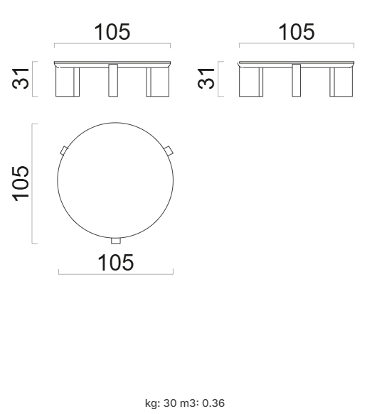 Холна маса «Bodrum» с травертин, размер 105х31х105см