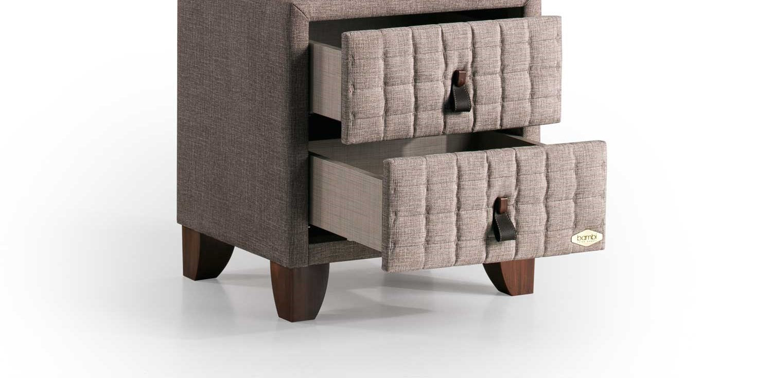 Тапицирано нощно шкафче «Cotton Master Glass» + две чекмеджета и стъклен плот, размер 52х59х43см