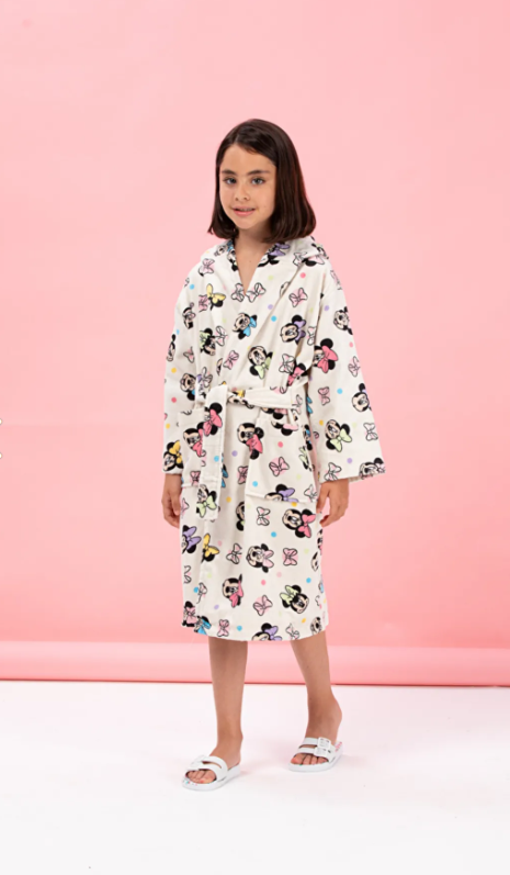 Детски халат за баня «DSNY Minnie Colours Krem» - памук, възраст 9-10г.