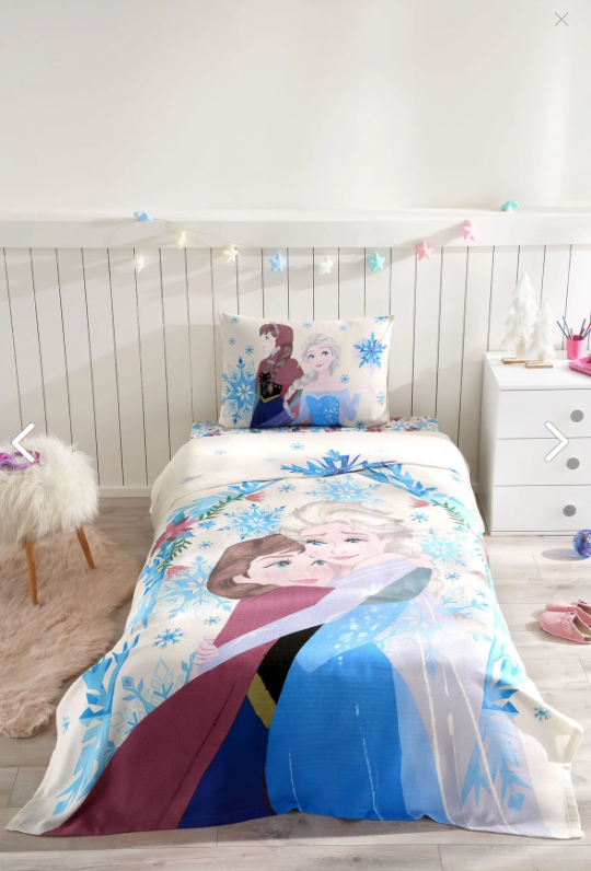 Детски спален комплект «Frozen Winter» с пике, 3 части, памук, ранфорс, чаршаф с ластик