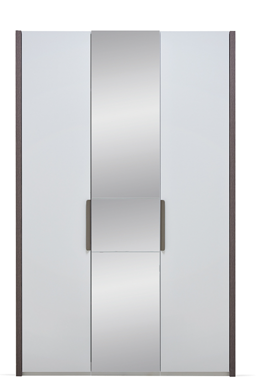 Трикрилен гардероб «Morel» с огледална врата, с чекмеджета, лост за закачалки, рафтове, ширина 140см
