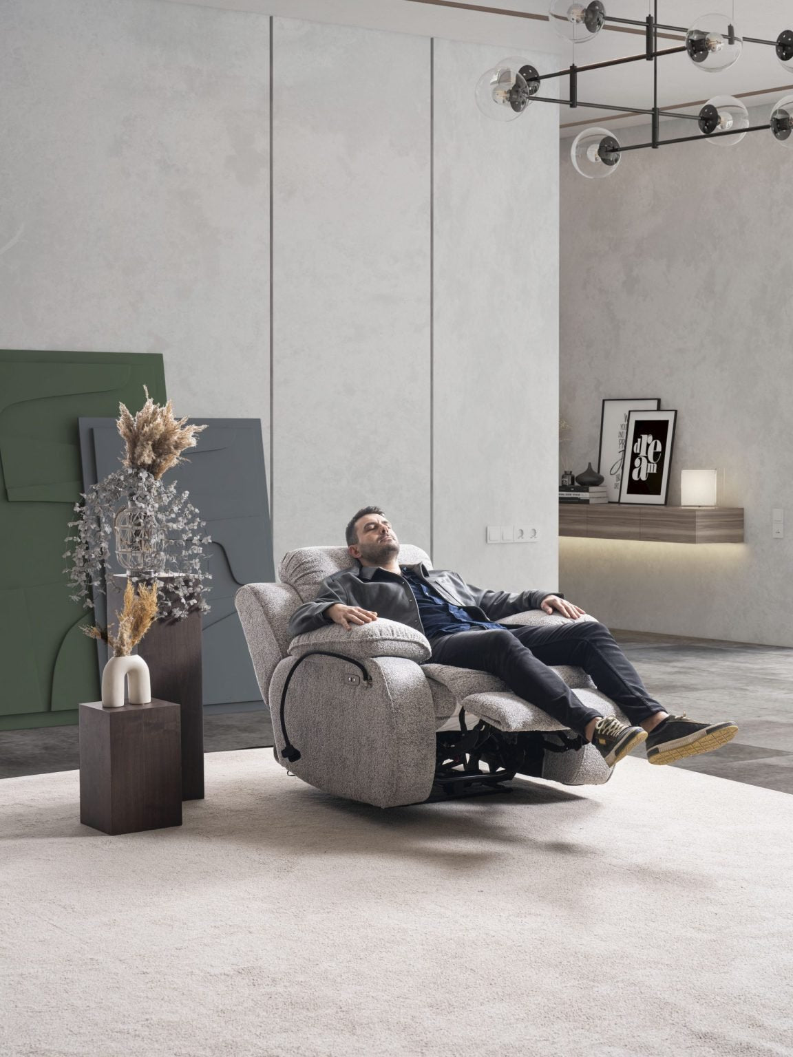 Кресло «Safran» с електрически релакс механизъм и USB зарядна станция