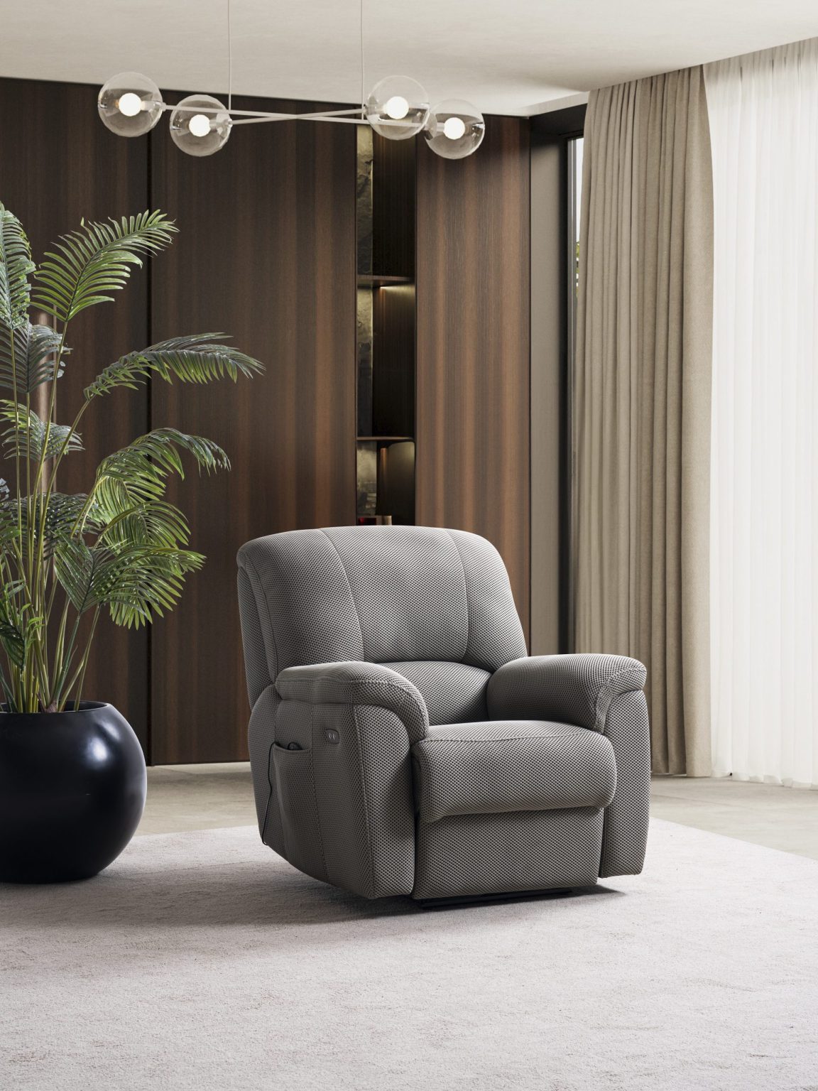 Кресло «Arsiyan» с електрически релакс механизъм, USB зарядна станция