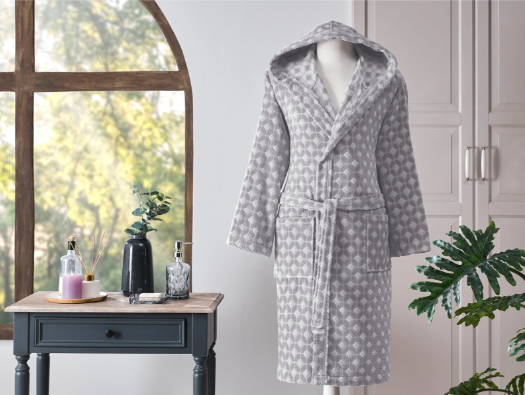 Халат за баня «Decora Gri» с качулка, размер L
