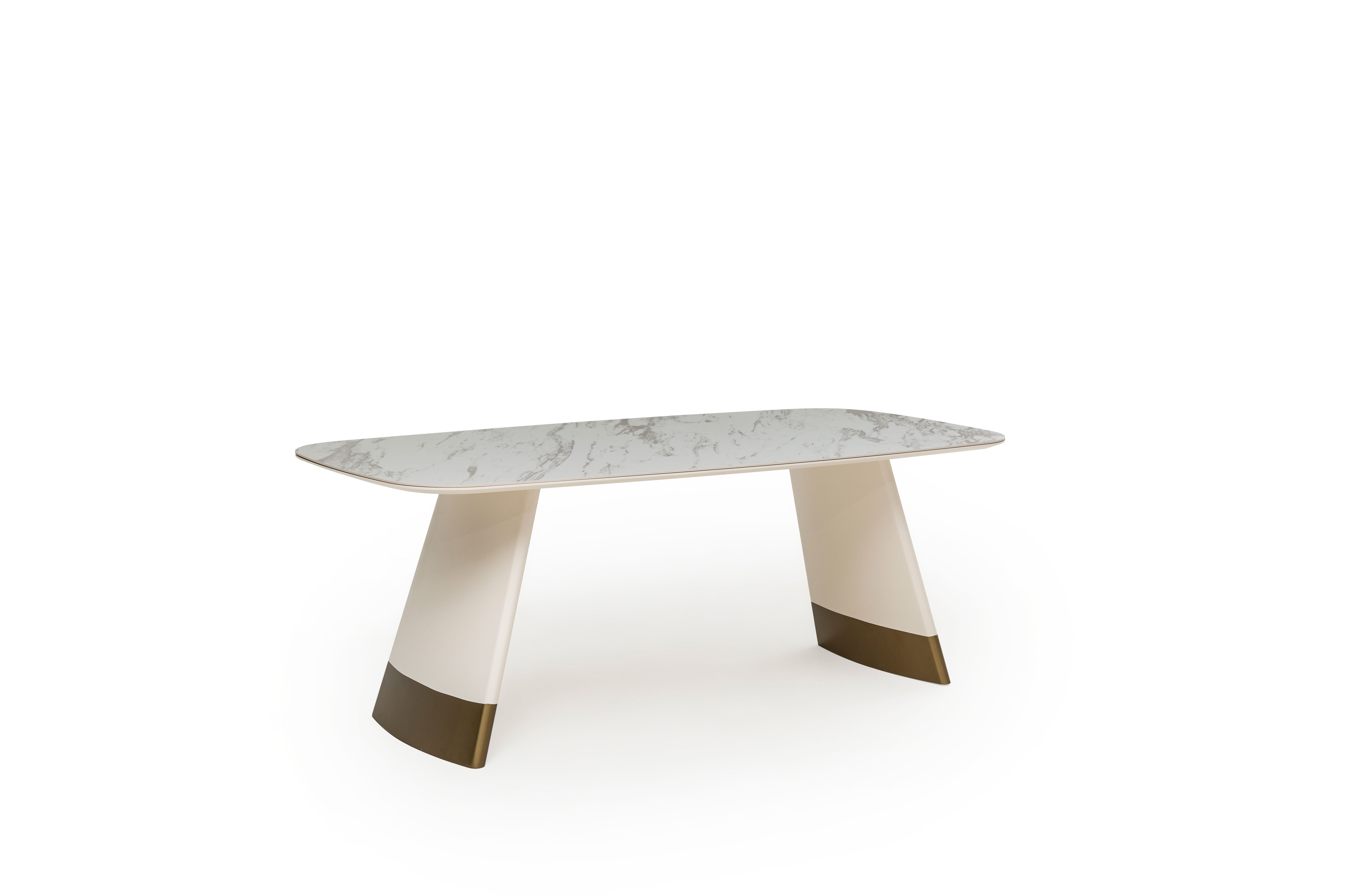 Трапезна маса «Delta Ekru Gold» + керамичен плот и естествен фурнир