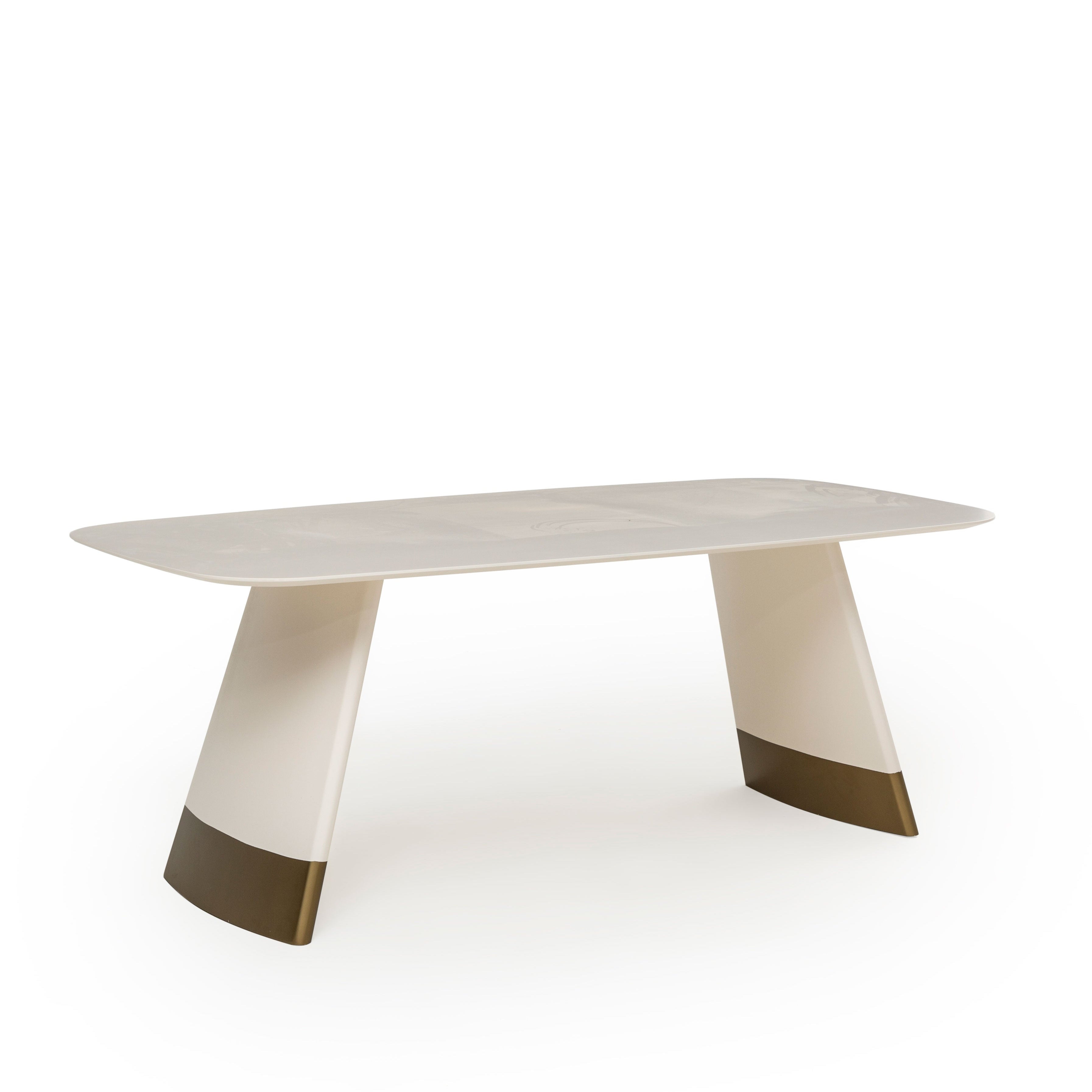 Трапезна маса «Delta Ekru Gold» + керамичен плот и естествен фурнир