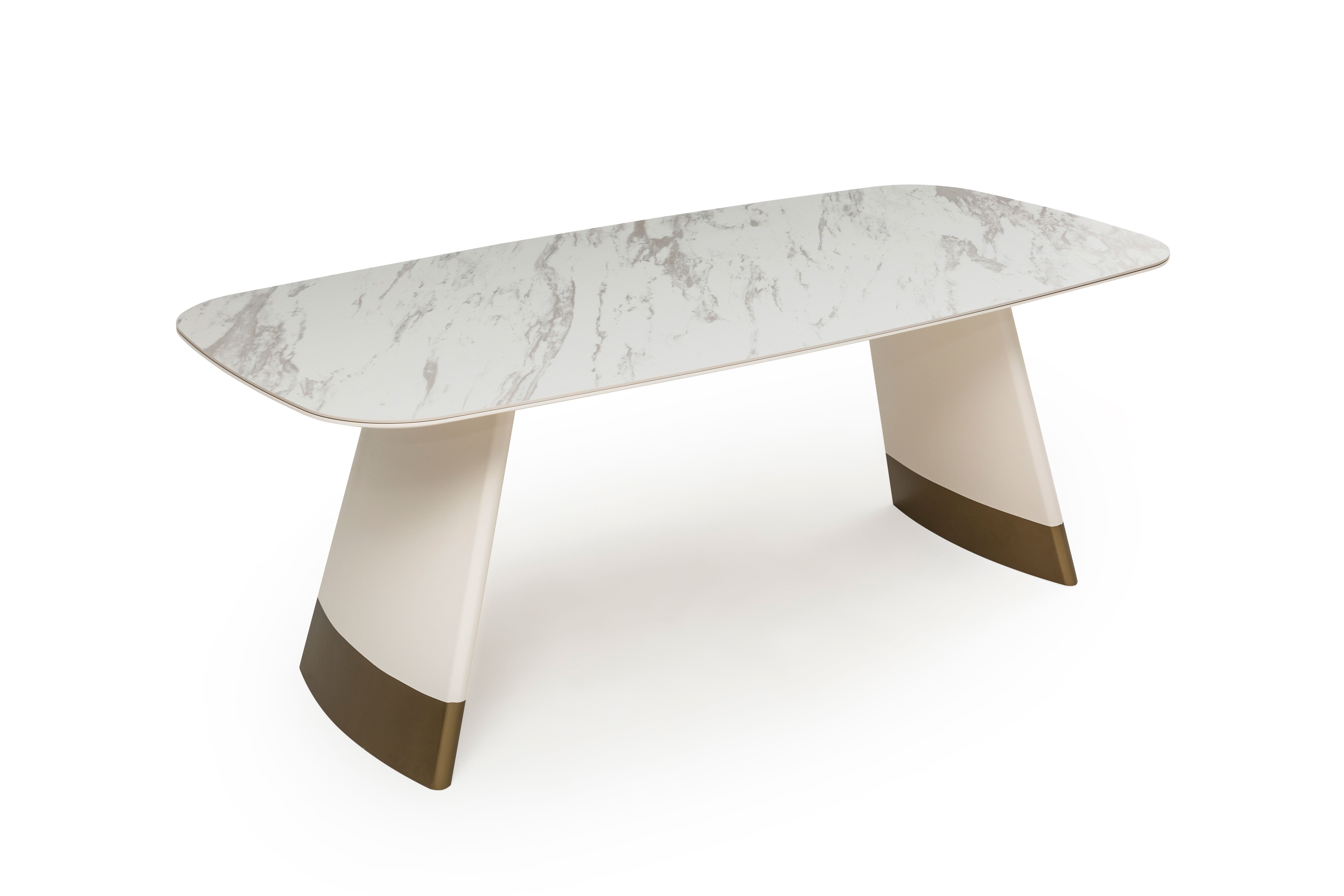 Трапезна маса «Delta Ekru Gold» + керамичен плот и естествен фурнир