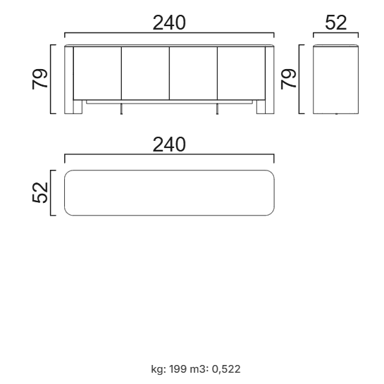 Бюфет «Enna» с керамично покритие, с естествен фурнир, размер 240х79х52см