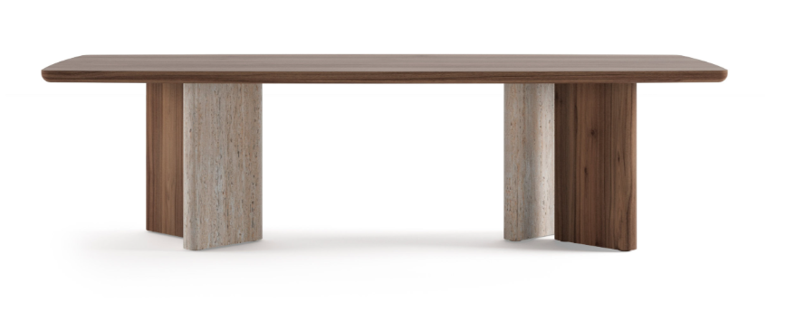 Трапезна маса «Enna» с естествен фурнир и травертин